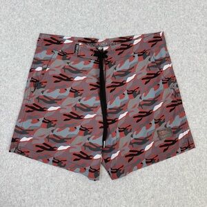 Sunga Life Mens Board Shorts Size 30 Red Gray Warrior Camo Beach Outdoor Surf